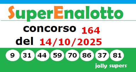 immagine con i numeri vincenti dell'ultima estrazione Superenalotto