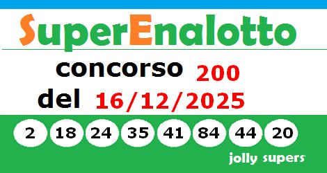 immagine con i numeri vincenti dell'ultima estrazione Superenalotto