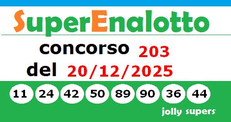 immagine con i numeri vincenti dell'ultima estrazione Superenalotto