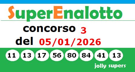 immagine con i numeri vincenti dell'ultima estrazione Superenalotto