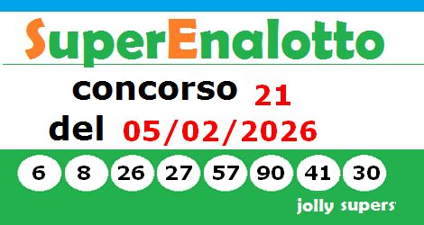 immagine con i numeri vincenti dell'ultima estrazione Superenalotto