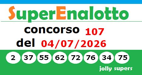immagine con i numeri vincenti dell'ultima estrazione Superenalotto